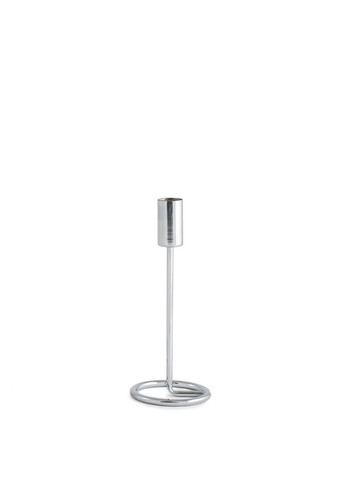 Підсвічник святковий REMY-DEСOR металевий Гуннар срібного кольору для тонкої свічки висота 18 см декор REMY-DECOR (266345185)
