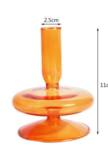 Подсвечник праздничный REMY-DEСOR стеклянный Телли оранжевого цвета для тонкой свечи высота 11 см декор дома REMY-DECOR (266345125)