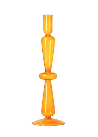 Подсвечник праздничный REMY-DEСOR стеклянный Ваакс оранжевого цвета для тонкой свечи высота 30 см декор дома REMY-DECOR (266345121)