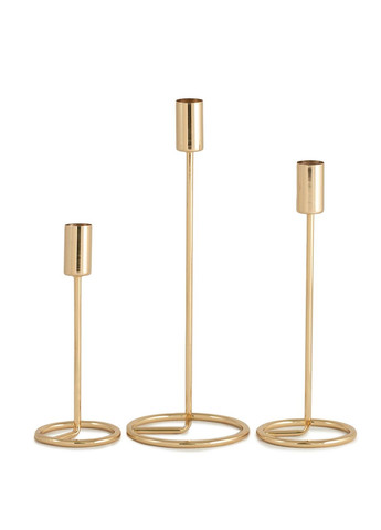Подсвечник праздничный REMY-DEСOR металлический Гуннар золотого цвета для тонкой свечи высота 23 см декор дома REMY-DECOR (266345103)