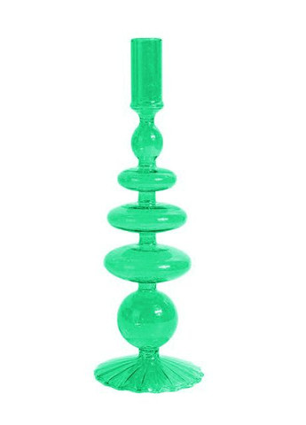 Підсвічник святковий REMY-DEСOR скляний Престиж зеленого кольору для тонкої свічки висота 28 см декор дому REMY-DECOR (266345175)