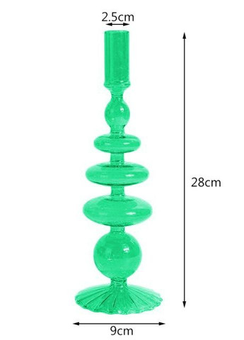 Подсвечник праздничный REMY-DEСOR стеклянный Престиж зеленого цвета для тонкой свечи высота 28 см декор дома REMY-DECOR (266345175)