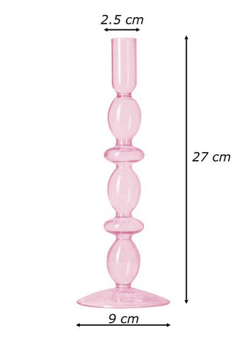 Подсвечник праздничный REMY-DEСOR стеклянный Молди розового цвета для тонкой свечи высота 27 см декор для дома REMY-DECOR (266345089)