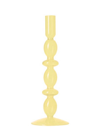 Підсвічник святковий REMY-DEСOR скляний Молді жовтого кольору для тонкої свічки висота 27 см декор для дому REMY-DECOR (266345182)