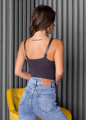 Темно-сірий однотонний топ у рубчик Magnet (266343863)