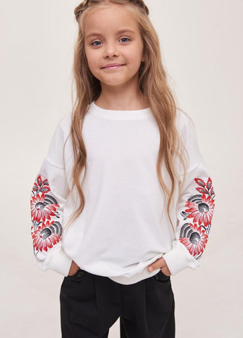 MEREZHKA свитшот для девочки "жоржина" цветочный белый кэжуал трикотаж