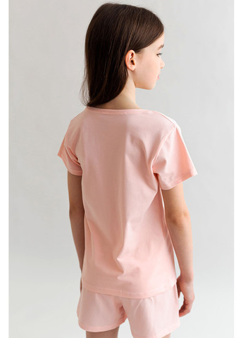 Розовая всесезон комплект для девочки футболка + шорты Kosta 2149-7