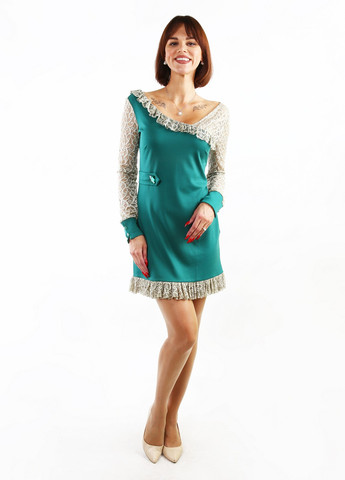 Зеленое кэжуал платье ODDI однотонное