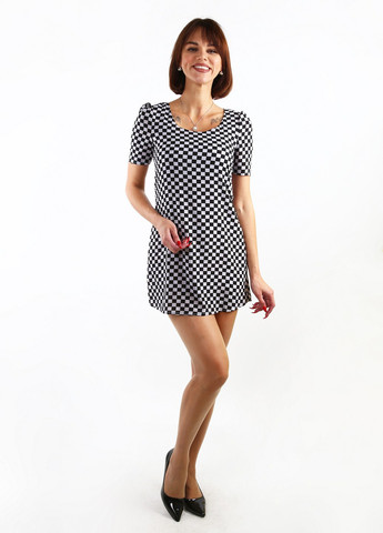 Чорно-білий кежуал сукня View Mode в клітинку