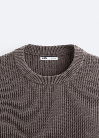 Серо-коричневый демисезонный свитер Zara