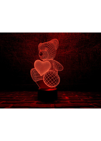 Ночник-светильник 3D "Мишка с сердцем" 26х14 см 3DTOYSLAMP (266419800)