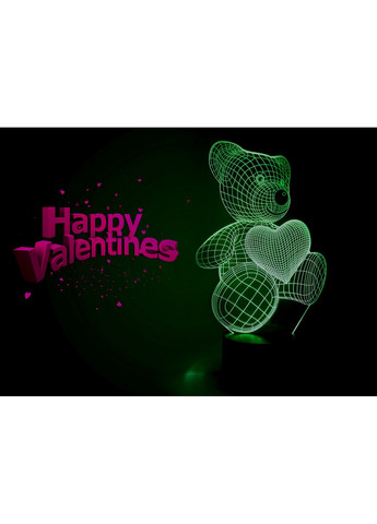 Ночник-светильник 3D "Мишка с сердцем" 26х14 см 3DTOYSLAMP (266419800)