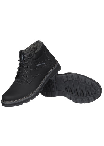 Черные зимние мужские кожаные ботинки 115 Barzoni