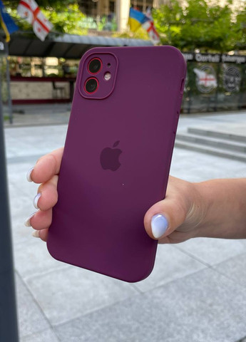 Чохол iPhone 11 Silicone Case з квадратними бортами Full Camera Maroon No Brand (266623512)