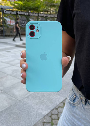 Чехол iPhone 11 Silicone Case с квадратными бортиками Full Camera Sea Blue No Brand (266623491)