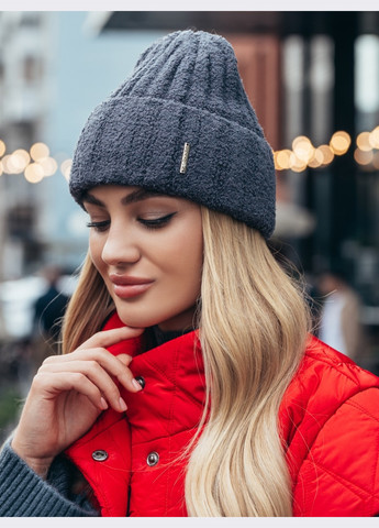 темно-сіра шапка-біні з підворотом та мікрофлісом Dressa (266622307)