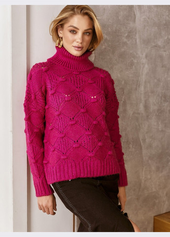 Рожевий зимовий светр з об'ємним коміром рожевий Dressa