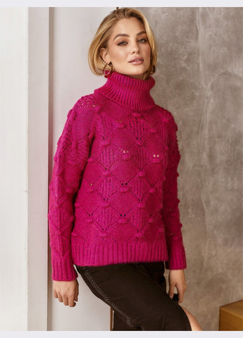 Розовый зимний свитер с объёмным воротником розовый Dressa