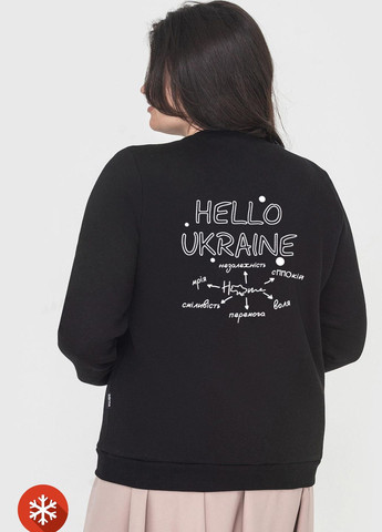 Свитшот "HELLO UKRAINE" на флисе Garne - крой надпись черный кэжуал хлопок - (266625888)