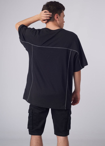 Черная футболка оверсайзова ronin рефлективная черная Custom Wear