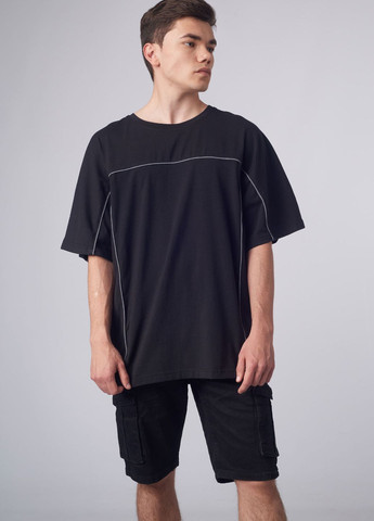 Чорна футболка оверсайзова ronin рефлективна чорна Custom Wear