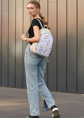 Женский рюкзак Dali с цветочным белым принтом. Sambag (266631528)