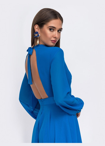 Синя синє плаття з відкритою спинкою і спідницею-сонце Dressa