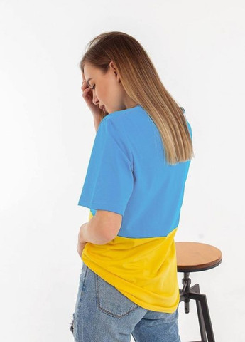 Сине-желтая летняя желто-голубая трикотажная футболка ISSA PLUS