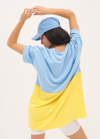 Сине-желтая летняя желто-голубая свободная футболка ISSA PLUS
