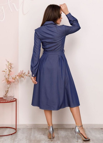 Синя джинсова сукня-сорочка з кишенями ISSA PLUS (266783866)