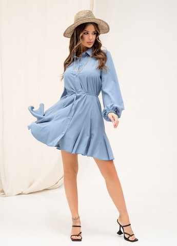 Темно-блакитна сукня-сорочка з клинами ISSA PLUS (266783365)
