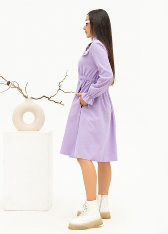 Бузкова вельветова сукня-сорочка з довгими рукавами ISSA PLUS (266783195)