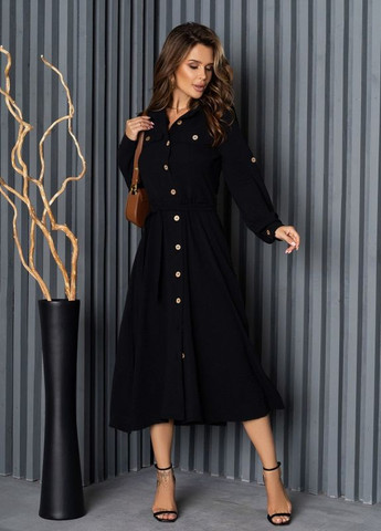 Чорна сукня-сорочка з бічними розрізами ISSA PLUS (266783356)