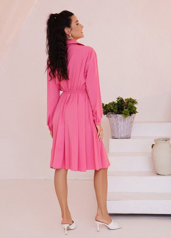 Розовое повседневный розовое приталенное платье-рубашка ISSA PLUS однотонное