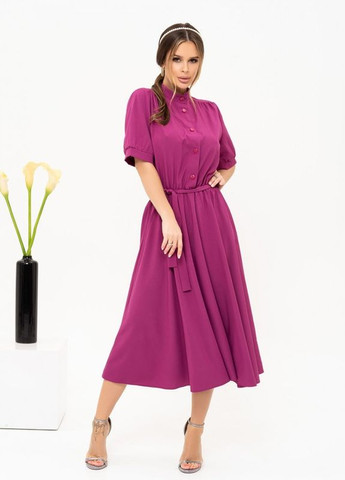 Фиолетовое повседневный фиолетовое платье-рубашка миди длины ISSA PLUS однотонное