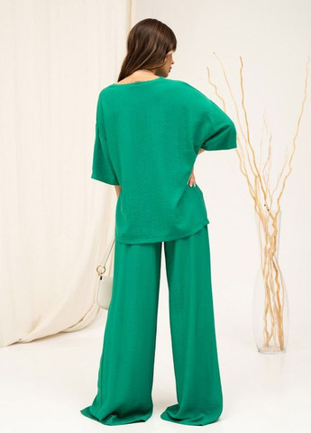 Зелений лляний костюм із широкими брюками ISSA PLUS (259568667)
