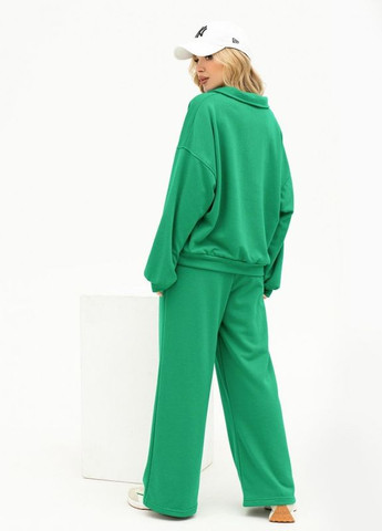 Зелений трикотажний вільний костюм із коміром ISSA PLUS (266782683)
