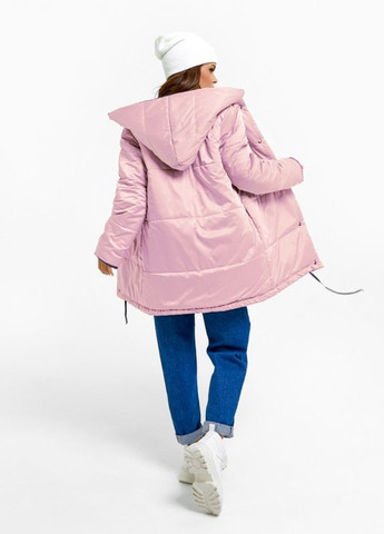 Комбинированная демисезонная фиолетово-розовая двусторонняя куртка с капюшоном ISSA PLUS