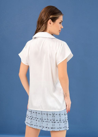 Белая летняя белая классическая блуза из шелка ISSA PLUS