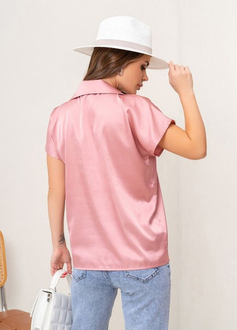 Розовая летняя розовая классическая блуза из шелка ISSA PLUS