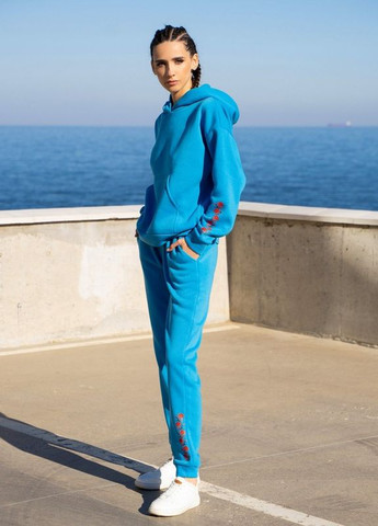 Голубой утепленный спортивный костюм с орнаментом ISSA PLUS (266782813)