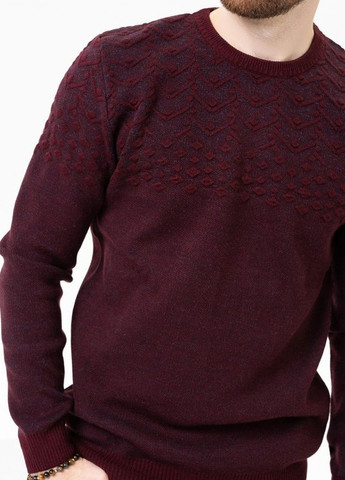 Бордовый зимний бордовый вязаный свитер с объемным декором ISSA PLUS