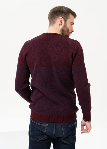 Бордовый зимний бордовый хлопковый свитер с геометрическим узором ISSA PLUS
