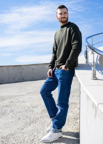 Хаки утепленный свитшот цвета хаки с фактурными манжетами ISSA PLUS (266799412)