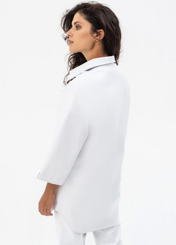 Белая кэжуал рубашка однотонная Garne с длинным рукавом
