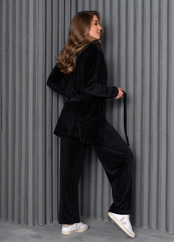 Чорна всесезон домашній одяг кофта + брюки ISSA PLUS 13666