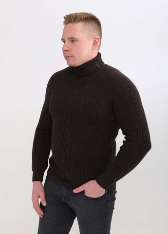Коричневий зимовий светр чоловічий коричневий в'язаний з горлом джемпер JEANSclub Приталений