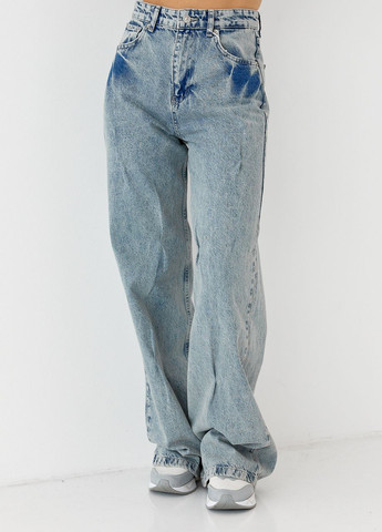 Жіночі джинси-варені wide leg з защипами Lurex - (266993999)