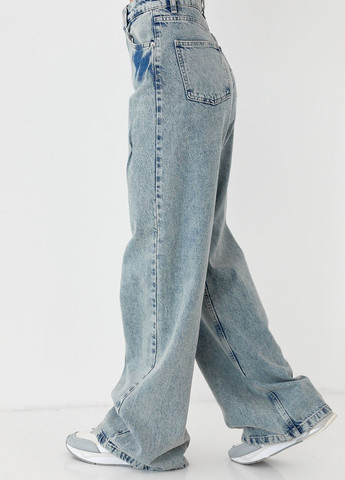Жіночі джинси-варені wide leg з защипами Lurex - (266993999)