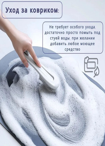 Коврик для ванной комнаты влагопоглощающий быстросохнущий нескользящий Memos 60х40см Серый VTech (267507339)